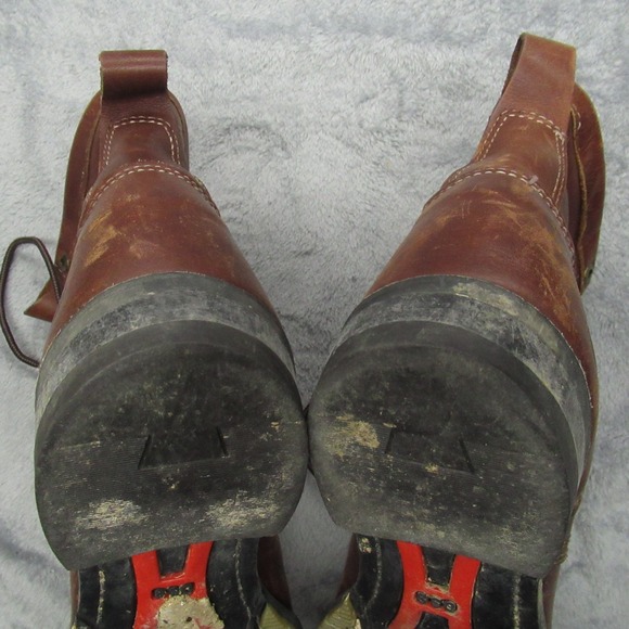 Double H Boots Men? 8.5D Brown Leather Work Kiltie Steel Toe Waterproof RARE VTG main image 12